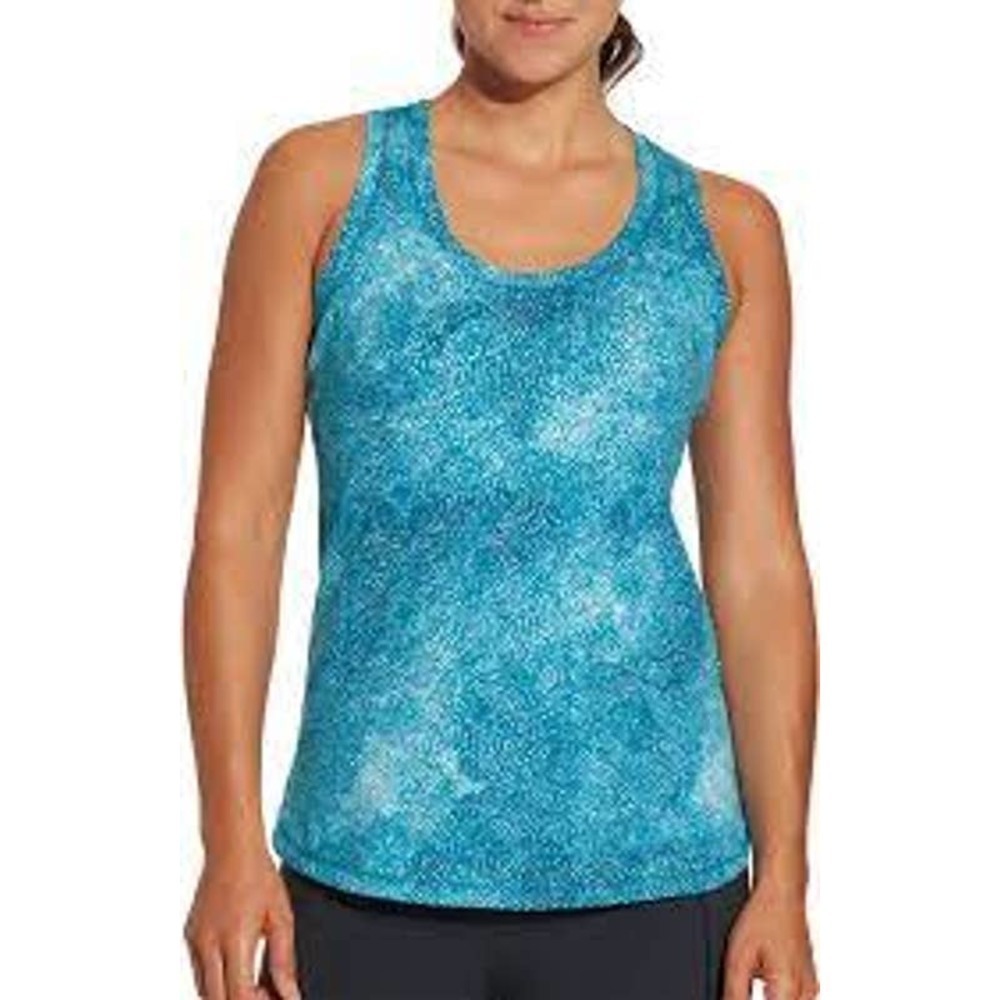 Calia By Carrie Underwood Everyday Printed Tank Top S Scoop Neck Stretch Blue